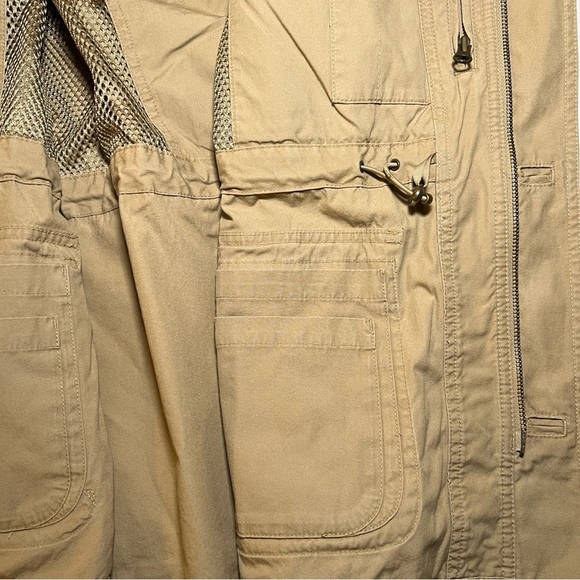 LL Bean Khaki Cargo Utility Jacket / Coat with Hood - Picture 7 of 8